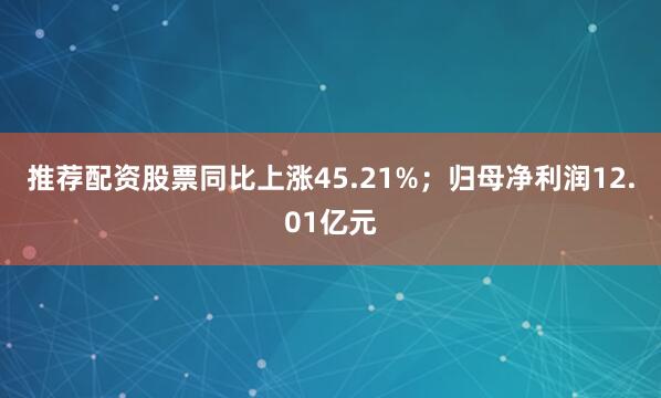 推荐配资股票同比上涨45.21%；归母净利润12.01亿元